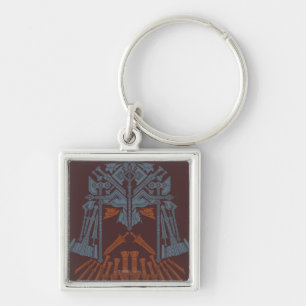 Ikon för Dwarven Weapons Helmet Icon Fyrkantig Silverfärgad Nyckelring