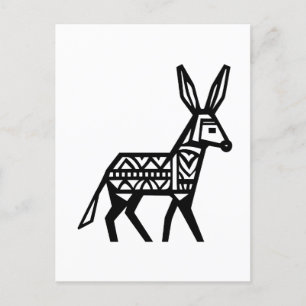 Ikon för en svart Silhouette-mönstrad Donkey-tatto Vykort
