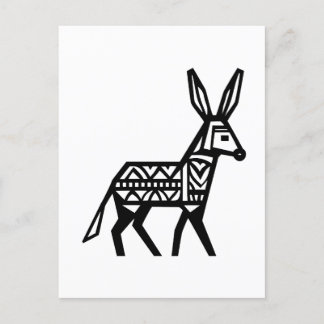 Ikon för en svart Silhouette-mönstrad Donkey-tatto Vykort