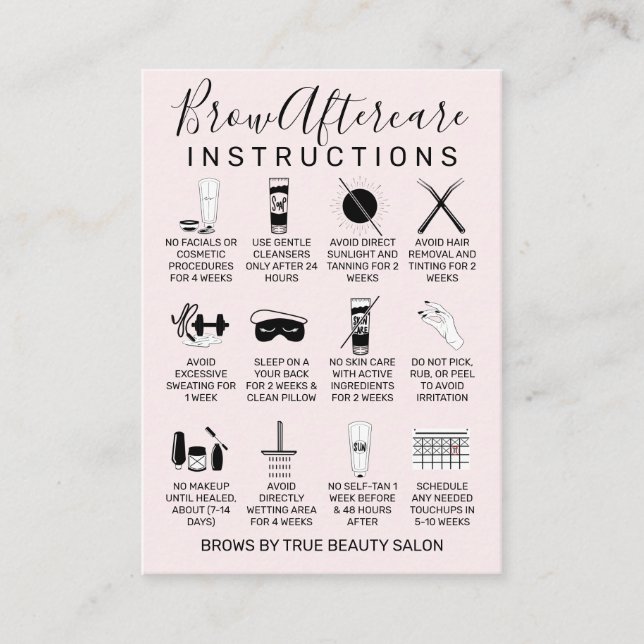 Ikon för enkel  Rosa Brows Aftercare Visitkort (Framsida)