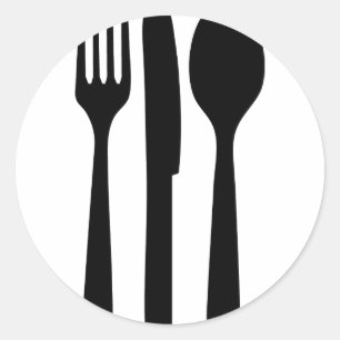 ikon för fork-knivar runt klistermärke