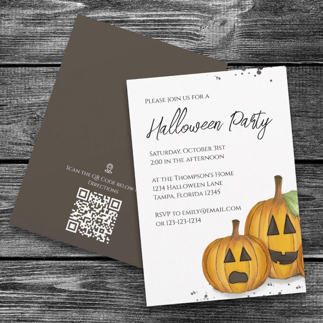 Ikon för Halloween Simple Cute Pumpkin QR Code Kar Inbjudningar (Skapare uppladdad)