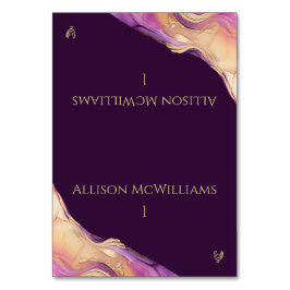 Ikon för modern Lila och Guld-Bröllop-fjäderfä Bordsnummer