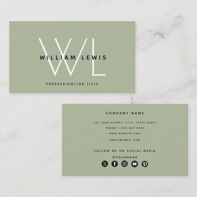 Ikon för Skicka Grönt Modern Social-media Visitkort (Fram/baksida)