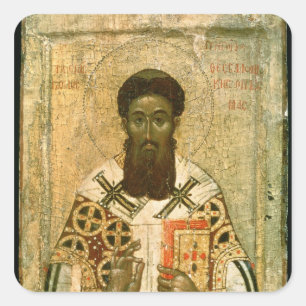 Ikon för St. Gregory Archbishop of Thessaloniki Fyrkantigt Klistermärke