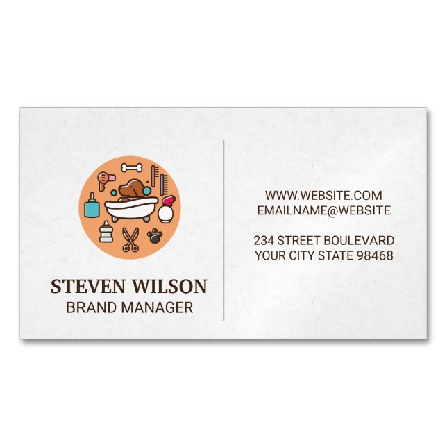 Ikon för Tvätta visningsprogram för hund | PAPPRA  Magnetiska Visitkort (Framsida)