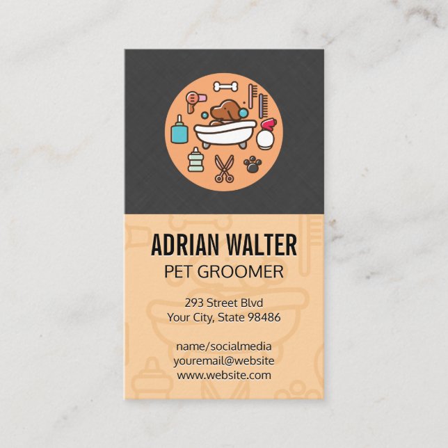 Ikon för Tvätta visningsprogram för hund Visitkort (Framsida)