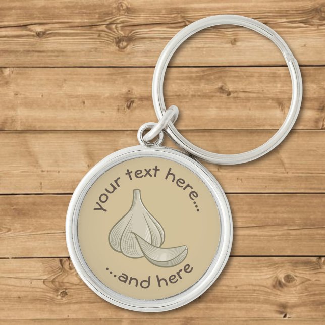 Ikon för vitlöksklipp rund silverfärgad nyckelring (Skapare uppladdad)