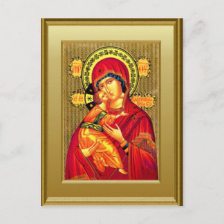 Ikon från Jungfru Mary och barnet Jesus Vykort