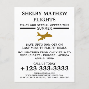 Ikon guld Flygplan, reklamflygbiljett Flygblad