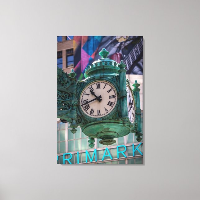 Ikon Tid Över State St Färg Porträtt Canvas (Framsida)