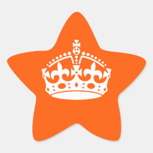 Ikonen BEHÅLLA LUGN KRONA på Orangen Anpassa den Stjärnformat Klistermärke