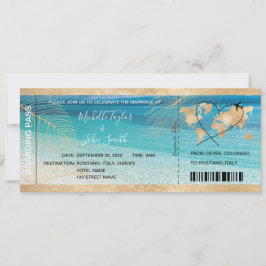 Ikonen Destinationsbröllop Boarding Pass Heart Fly Inbjudningar