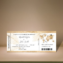 Ikonen Destinationsbröllop Boarding Pass Heart Fly Inbjudningar
