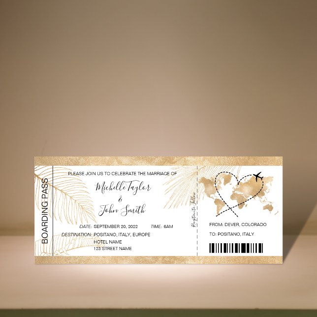 Ikonen Destinationsbröllop Boarding Pass Heart Fly Inbjudningar (Skapare uppladdad)