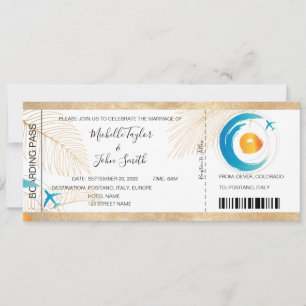 Ikonen Destinationsbröllop Boarding Pass Heart Fly Inbjudningar