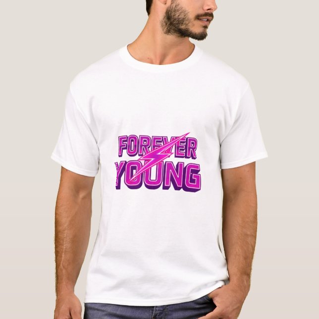 Ikonen för Forever Young Retro Blixt Bult T Shirt (Framsida)