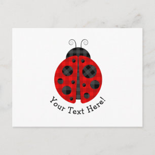 Ikonen för kontrollerad plaid-ladybug-grafik vykort