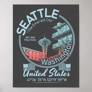 IKONEN FÖR SEATTLE CITY - WASHINGTON VINTAGE POSTER