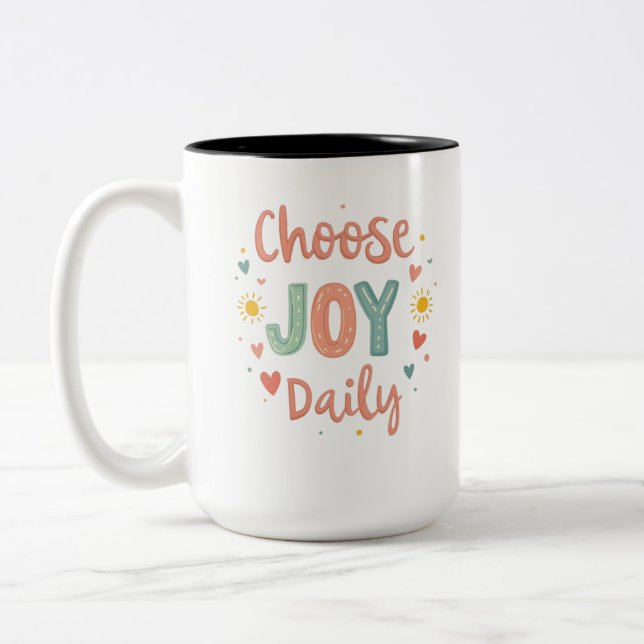Ikonen Joy Daily Pastel Doodle Två-Tonad Mugg (Vänster)