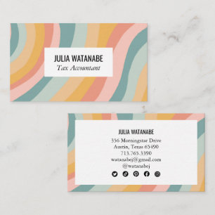Ikonen Pastel Rainbow Chic Minimalist Rand Social Visitkort