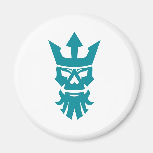 Ikonen Poseidon Skull Wearing Krona Magnet (Framsidan)