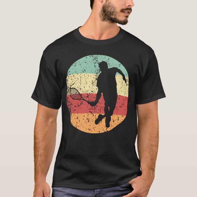 Ikonen Retro Squash Player Retro Färg T Shirt (Framsida)