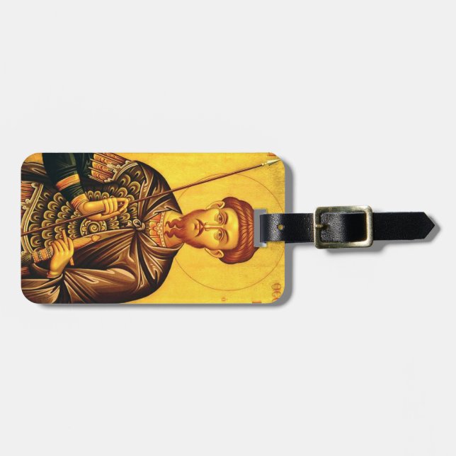 Ikonen Saint Theodore Tiron orthodox Bagagebricka (Horisontell Framsida)