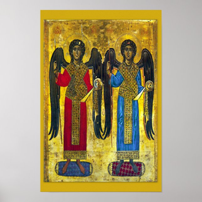 Ikonen St Michael & St Gabriel Archangel 01B Poste Poster (Framsidan)