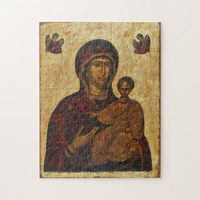Ikonen Theotokos och Jesus Child Byzantine Pussel (Vertikal)