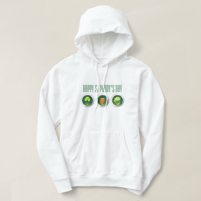 Ikonens vita hoodie på tre Paddy's (Design framsida)