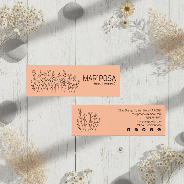 Ikoner av Wildblommor Elegant Line Anpassningsbar  Mini Visitkort (Wildflowers Elegant Line Art Custom Social Icons Mini Business Card
)