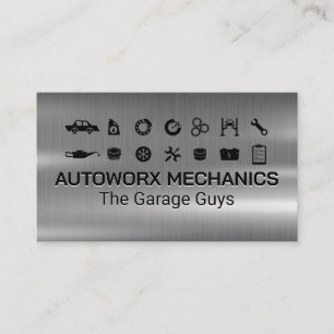 Ikoner för autoservice Metallisk Visitkort