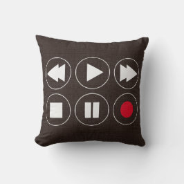 Ikoner för brunteknik Rewind Play Fast Foward Kudde