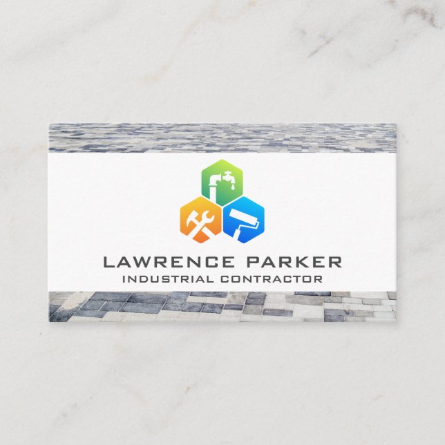 Ikoner för byggreparation | Konkreta plattor Visitkort (Framsida)