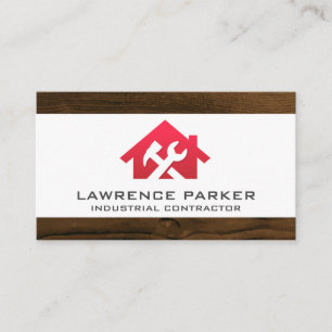 Ikoner för byggreparation Red Home Wrench Logoty Visitkort