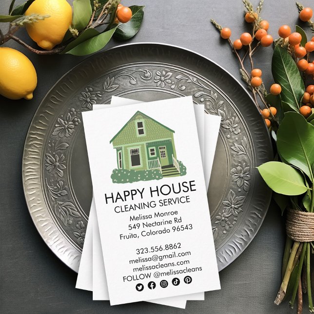 Ikoner för Cute House Städning Home Services Socia Visitkort (Cute House Cleaning Home Services Social Icons Business Card
)
