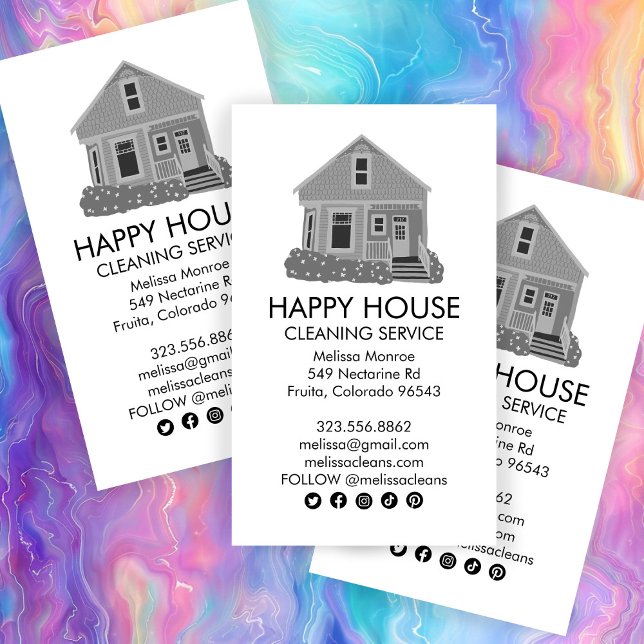 Ikoner för Cute House Städning Home Services Socia Visitkort (Cute House Cleaning Home Services Social Icons Business Card
)
