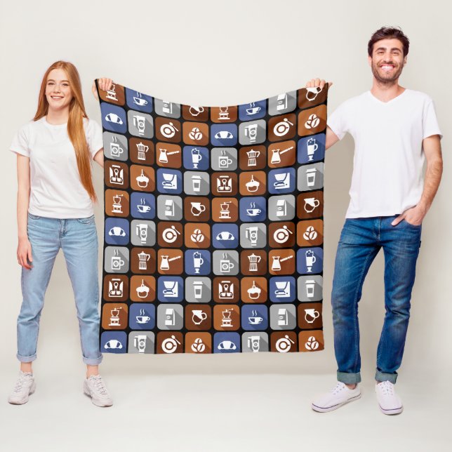 Ikoner för grafikkaffe fleecefilt (På plats)