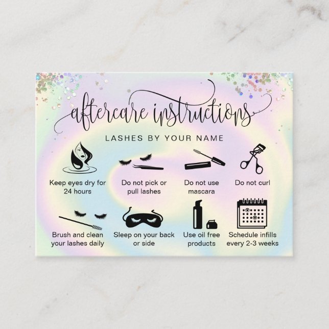 Ikoner för ögonfransförlängningar på holograf efte visitkort (Framsida)