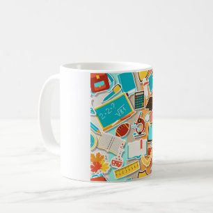 Ikoner för skolutrustning kaffemugg