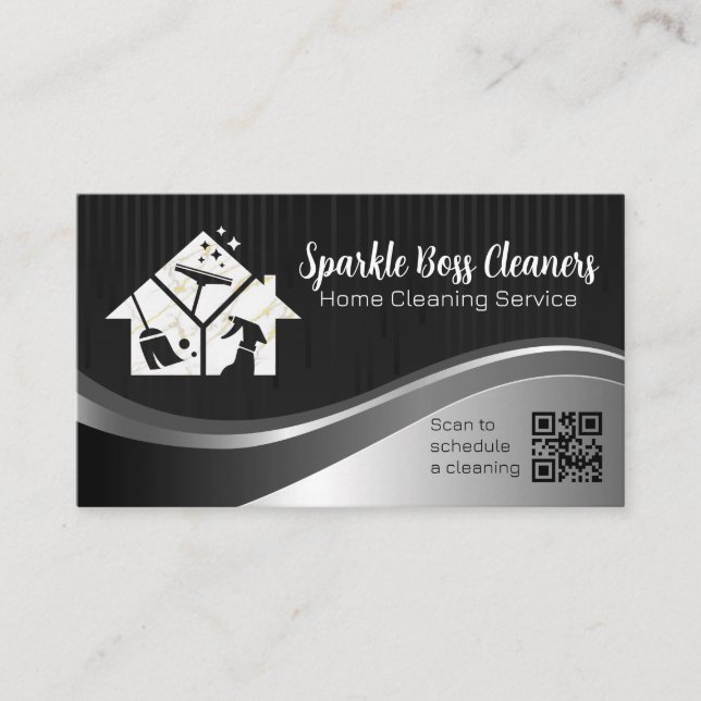 Ikoner för Städning hemma | QR-kod Visitkort (Framsida)