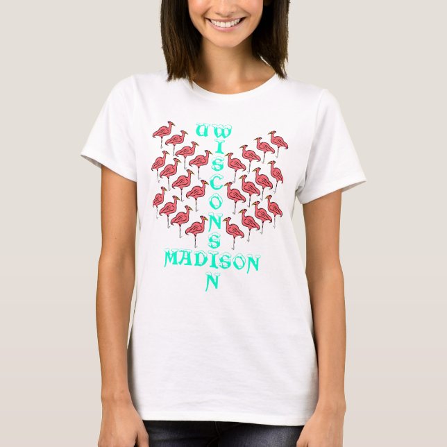 IKONIC PLASTIC FLAMINGOS & UW MADISON TEE SHIRT (Framsida)