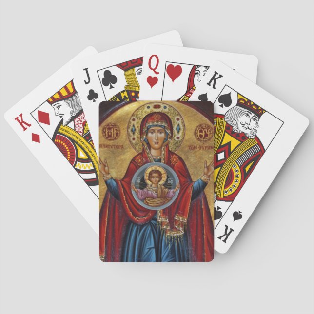 Ikonisk 1500-talets Mary med Kristus Child Spel Kort (Baksidan)