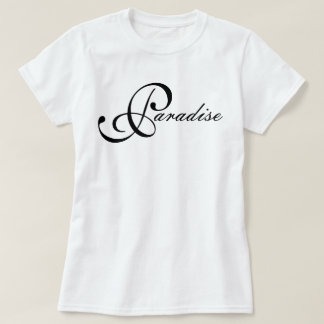 Ikonisk chic och minimal paradis skrift t shirt