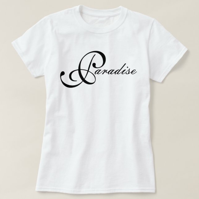 Ikonisk chic och minimal paradis skrift t shirt (Design framsida)