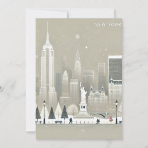 Ikonisk Frihetsgudinnan och NYC Skyline Helgdag Tack Kort