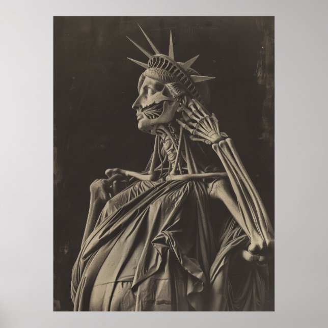 Ikonisk Frihetsgudinnan Poster med amerikansk Flag (Framsidan)