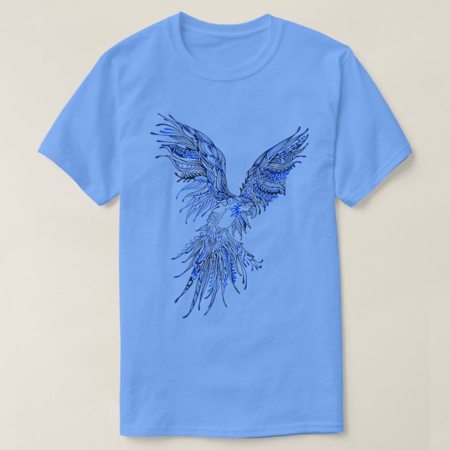Ikonisk grafisk design för flygande blå papegoja t shirt (Design framsida)