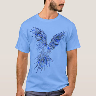 Ikonisk grafisk design för flygande blå papegoja t shirt